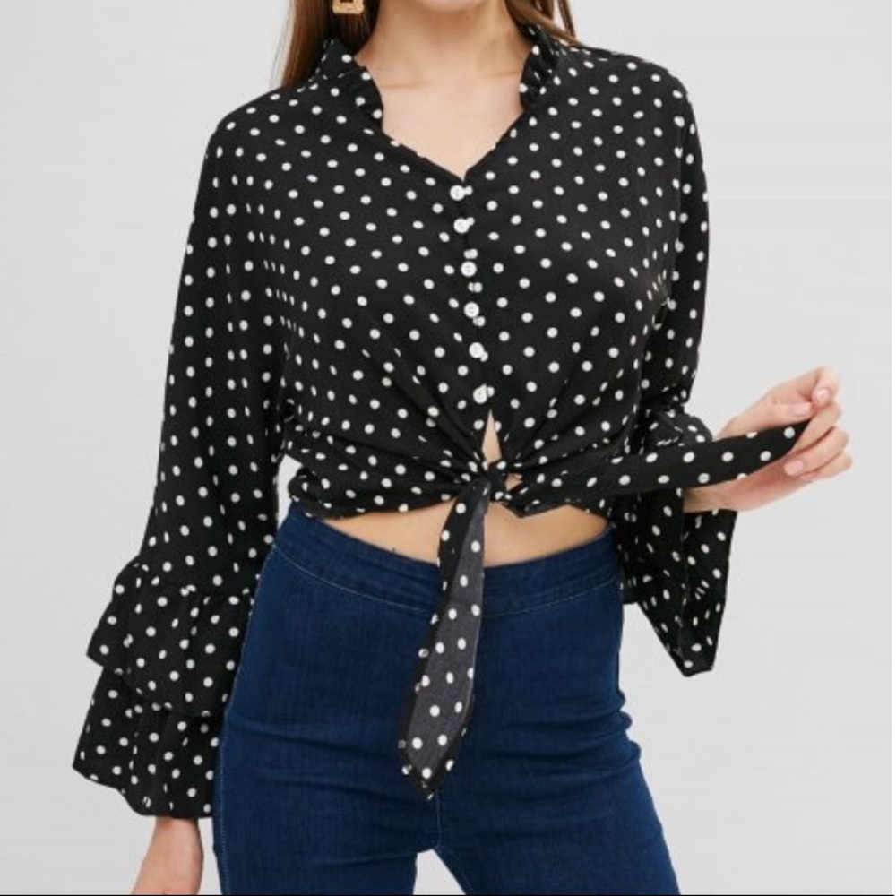 polka dot flare top